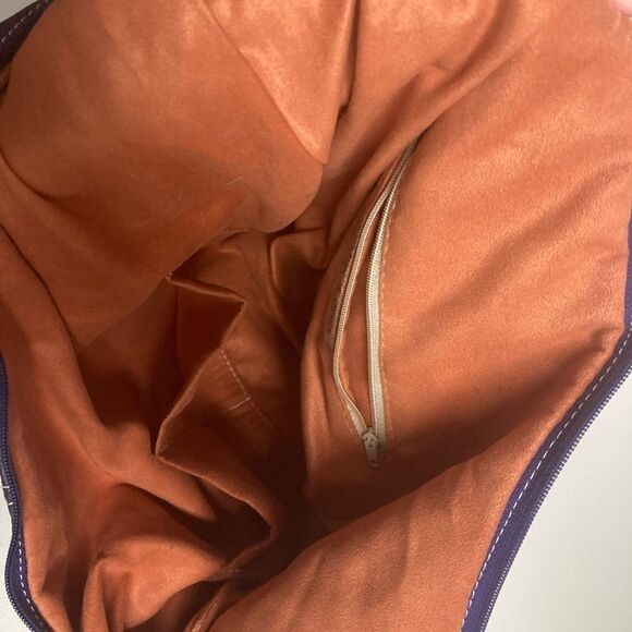 BORSE IN PELLE,Purple/BlueLeather Purse,OrangeSuedeInterior,15X3X8.5,Brand Stamp - Picture 10 of 16